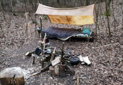 tarp setup for protection from weather