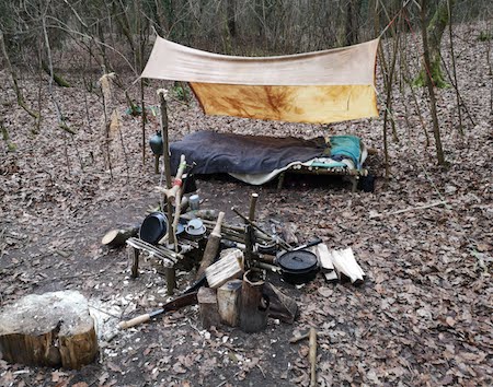 tarp setup for protection from weather